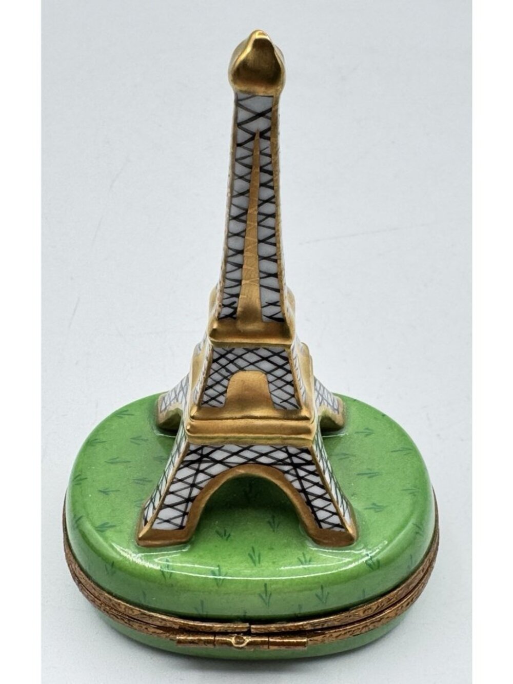 Limoges Eiffel Tower Porcelain Trinket Box Hand Painted Peint Main Signed - Picture 3 of 9